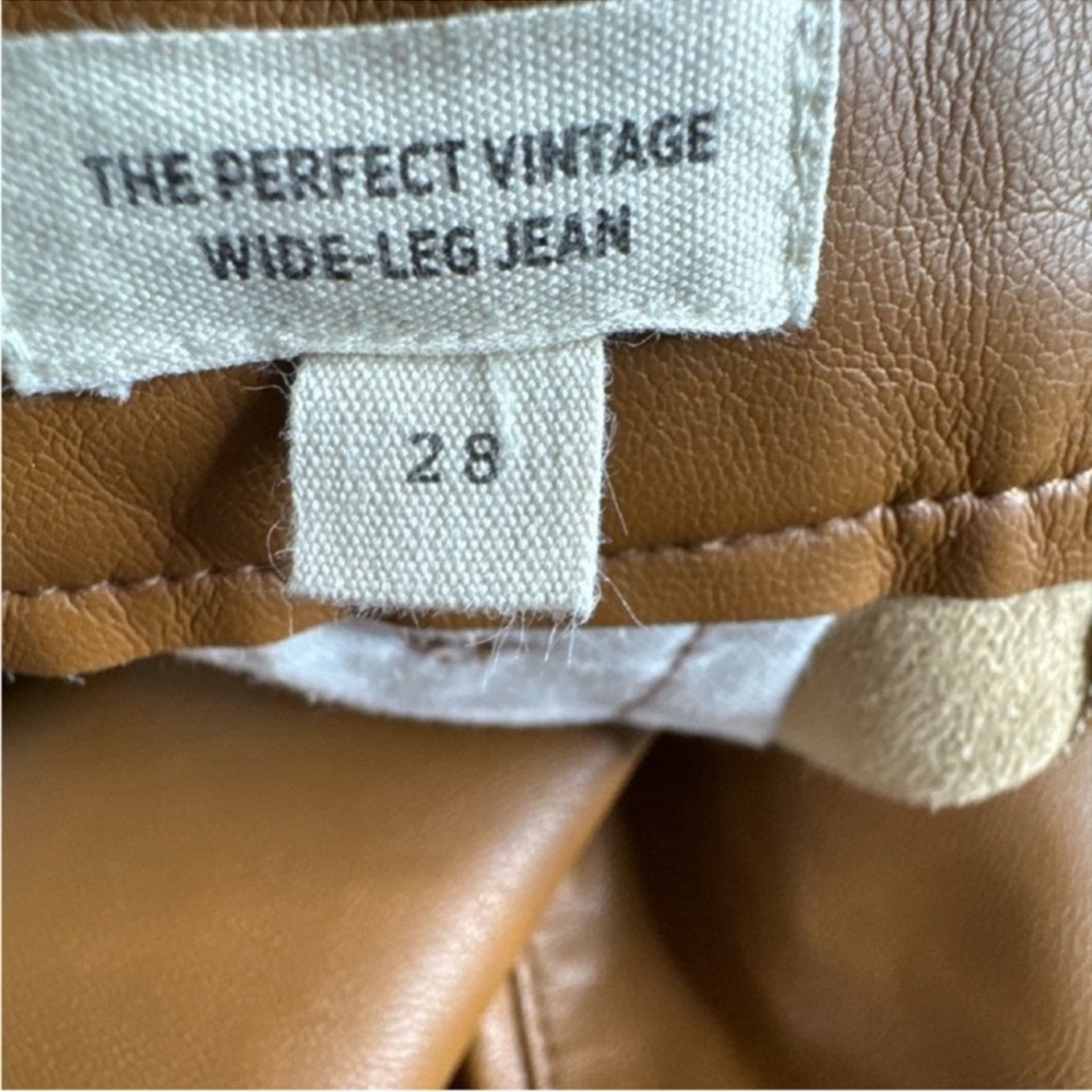 MADEWELL The Perfect Vintage Wide-Leg Jean in Vegan Leather, Pockets, Size 28. - Picture 7 of 12